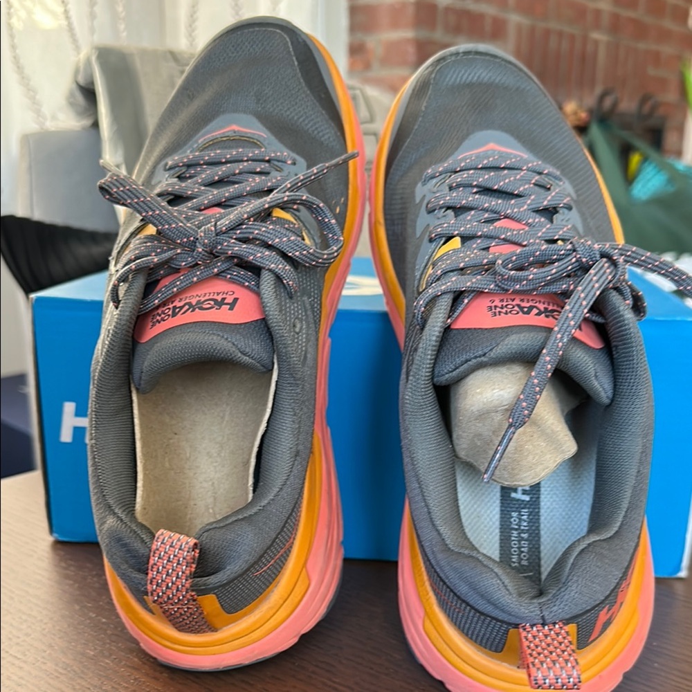 Gray and Orange Athletic Shoes